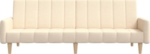 vidaXL Rozkładana kanapa 2-osobowa, kremowa, tapicerowana tkaniną 5