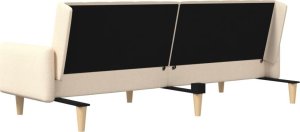vidaXL Rozkładana kanapa 2-osobowa, kremowa, tapicerowana tkaniną 8