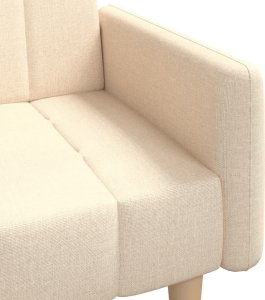 vidaXL Rozkładana kanapa 2-osobowa, kremowa, tapicerowana tkaniną 9
