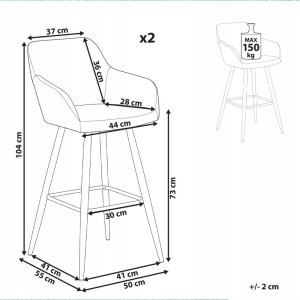 Beliani Zestaw 2 krzeseł barowych jasnoniebieski CASMALIA 9