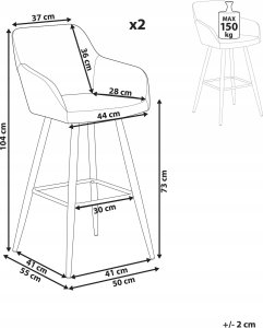 Beliani Zestaw 2 krzeseł barowych jasnoniebieski CASMALIA 10