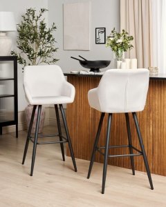 Beliani Zestaw 2 krzeseł barowych złamana biel CASMALIA 2