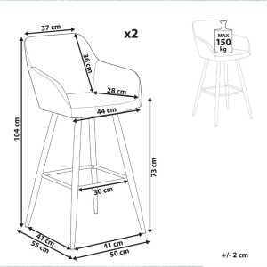 Beliani Zestaw 2 krzeseł barowych złamana biel CASMALIA 9