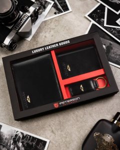Peterson Elegancki Skórzany Portfel, Etui Na Karty I Brelok 13
