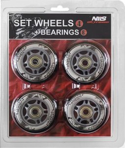 Nils Extreme Zestaw kółek do rolek Nils Extreme PU 84x24 82a 4 szt   Abec-9 Chrome 8 szt 1