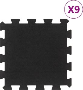 vidaXL Podłogowe maty gumowe, 9 szt., czarne, 16 mm, 30x30 cm Lumarko! 1