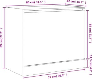 vidaXL Szafka na buty, czarna, 80x42x69 cm 9