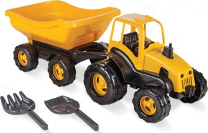 Coil Coil traktor z przyczepą ciągnik duży 70cm + zestaw łopatki grabki żółty 1