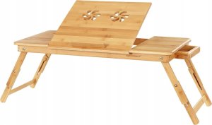 Biurko Songmics Bambusowe biurko laptopa, składany stół do łóżka, dla leworęcznego, praworęcznego, sofy regulowanej wysokości, 72 x (21-29) x 35 1