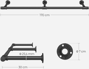 Songmics Wieszak ścienny 30,4 x 170 x 7 cm 68 kg 7