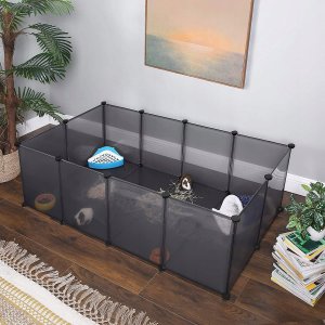 Songmics Kojec dla zwierząt, klatka świnki morskiej z podłogą, przezroczystą plastikową obudowę dla chomików, królików, jeża, siedliska ć 1
