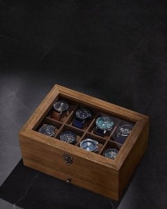 Songmics Organizer z 8 gniazdami, 2-poziomowe drewniana obudowa na drobne rzeczy 13