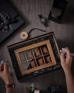 Songmics Organizer z 8 gniazdami, 2-poziomowe drewniana obudowa na drobne rzeczy 15