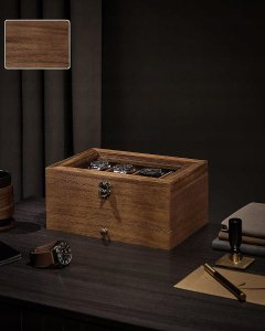 Songmics Organizer z 8 gniazdami, 2-poziomowe drewniana obudowa na drobne rzeczy 10