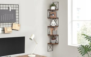 Vasagle Pływające półki 5 poziomów, półka książkowa, do sypialni salon w łazience biuro kuchenne, łatwy montaż, przemysł, rustykalny brą 8