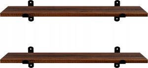 Songmics Półki ścienne Zestaw 2, 60 x 20 x 7 cm, pływające półki, dekoracyjne półki, styl retro, do sypialni salon korytarz kuchenny, mak 5