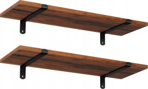 Songmics Półki ścienne Zestaw 2, 60 x 20 x 7 cm, pływające półki, dekoracyjne półki, styl retro, do sypialni salon korytarz kuchenny, mak 7
