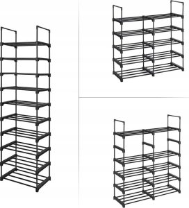 Songmics Stojak na buty, 10-poziomowy metalowy organizator buta, konfigurowalna konstrukcja, metalowa rama, stojak na oszczędzanie przest 11