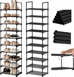 Songmics Stojak na buty, 10-poziomowy metalowy organizator buta, konfigurowalna konstrukcja, metalowa rama, stojak na oszczędzanie przest 17