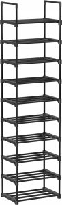 Songmics Stojak na buty, 10-poziomowy metalowy organizator buta, konfigurowalna konstrukcja, metalowa rama, stojak na oszczędzanie przest 18