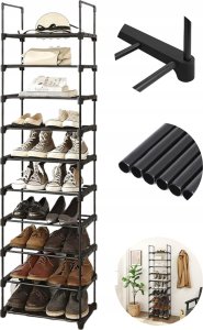Songmics Stojak na buty, 10-poziomowy metalowy organizator buta, konfigurowalna konstrukcja, metalowa rama, stojak na oszczędzanie przest 20