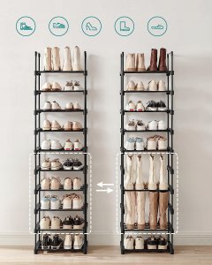 Songmics Stojak na buty, 10-poziomowy metalowy organizator buta, konfigurowalna konstrukcja, metalowa rama, stojak na oszczędzanie przest 21