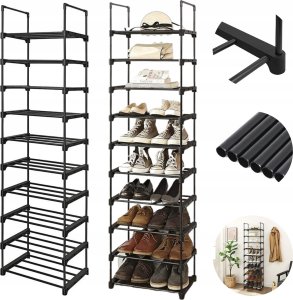 Songmics Stojak na buty, 10-poziomowy metalowy organizator buta, konfigurowalna konstrukcja, metalowa rama, stojak na oszczędzanie przest 24