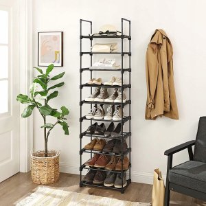 Songmics Stojak na buty, 10-poziomowy metalowy organizator buta, konfigurowalna konstrukcja, metalowa rama, stojak na oszczędzanie przest 25