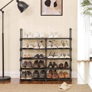 Songmics Stojak na buty, 10-poziomowy metalowy organizator buta, konfigurowalna konstrukcja, metalowa rama, stojak na oszczędzanie przest 26