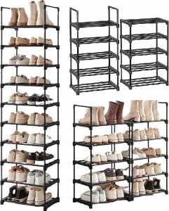 Songmics Stojak na buty, 10-poziomowy metalowy organizator buta, konfigurowalna konstrukcja, metalowa rama, stojak na oszczędzanie przest 28