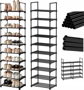 Songmics Stojak na buty, 10-poziomowy metalowy organizator buta, konfigurowalna konstrukcja, metalowa rama, stojak na oszczędzanie przest 29