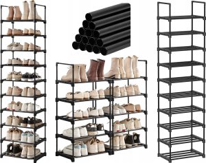 Songmics Stojak na buty, 10-poziomowy metalowy organizator buta, konfigurowalna konstrukcja, metalowa rama, stojak na oszczędzanie przest 30