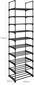 Songmics Stojak na buty, 10-poziomowy metalowy organizator buta, konfigurowalna konstrukcja, metalowa rama, stojak na oszczędzanie przest 32
