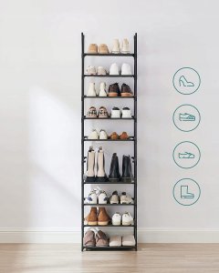 Songmics Stojak na buty, 10-poziomowy metalowy organizator buta, konfigurowalna konstrukcja, metalowa rama, stojak na oszczędzanie przest 36