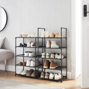 Songmics Stojak na buty, 10-poziomowy metalowy organizator buta, konfigurowalna konstrukcja, metalowa rama, stojak na oszczędzanie przest 38