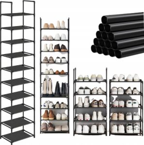 Songmics Stojak na buty, 10-poziomowy metalowy organizator buta, konfigurowalna konstrukcja, metalowa rama, stojak na oszczędzanie przest 41