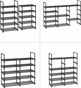Songmics Stojak na buty, 10-poziomowy metalowy organizator buta, konfigurowalna konstrukcja, metalowa rama, stojak na oszczędzanie przest 10