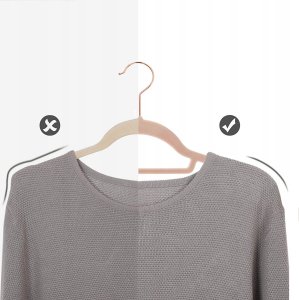 Songmics Wieszarki aksamitne, zestaw 50 wieszaków na ubrania, bez poślizgu, z barem i różowym złotym haczykiem, oszczędnością przestrzeni 3