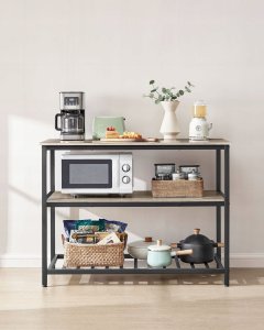 Vasagle Wyspa kuchenna z 3 półkami, 47,2 cala półki kuchennej z dużą obsługą, stabilną konstrukcją stalową, przemysłową, łatwą w montażu 3