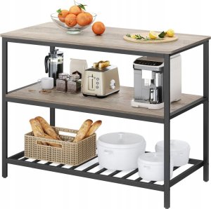Vasagle Wyspa kuchenna z 3 półkami, 47,2 cala półki kuchennej z dużą obsługą, stabilną konstrukcją stalową, przemysłową, łatwą w montażu 7