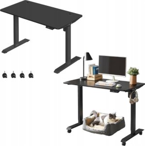 Songmics Zestaw wysokości biurka elektrycznego, stojak na biurko, podwójny silnik z hakiem, nieskończenie regulowany, funkcja pamięci, st 7