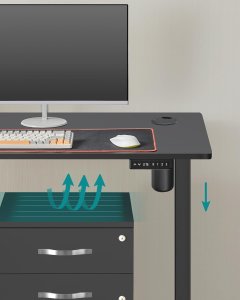 Songmics Zestaw wysokości biurka elektrycznego, stojak na biurko, podwójny silnik z hakiem, nieskończenie regulowany, funkcja pamięci, st 9