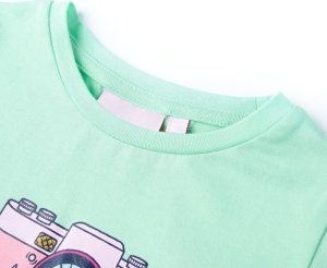 vidaXL Koszulka dziecięca z krótkimi rękawami, jasnozielona, 116 3