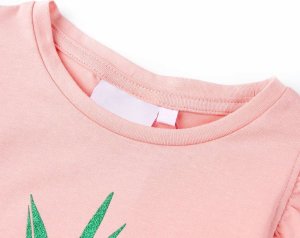 vidaXL Koszulka dziecięca z krótkimi rękawami, różowa, 128 2