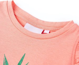 vidaXL Koszulka dziecięca, neonowy koral, 128 3