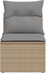 vidaXL Moduł sofy ogrodowej, bez podłokietników, z poduszkami, beżowy 4