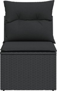vidaXL Moduł sofy ogrodowej, bez podłokietników, z poduszkami, czarny 4