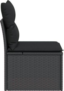 vidaXL Moduł sofy ogrodowej, bez podłokietników, z poduszkami, czarny 5