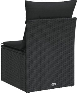 vidaXL Moduł sofy ogrodowej, bez podłokietników, z poduszkami, czarny 6