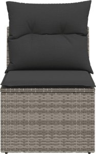 vidaXL Moduł sofy ogrodowej, bez podłokietników, z poduszkami, szary 4